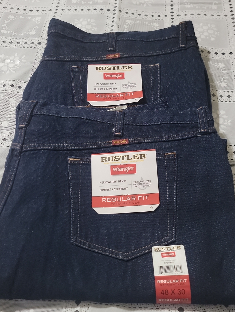 Mens Wrangler Rustler Dark Blue Regular Fit Jeans Size 48x30 Straight Leg